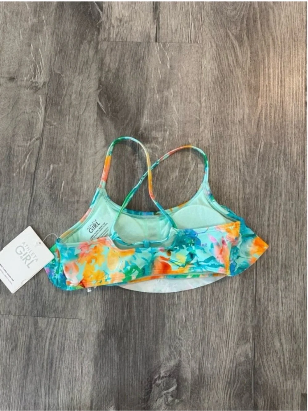 Athleta Girl Lumen Floral Aqua Bikini Swim Set Shorts Briefs Size 12
